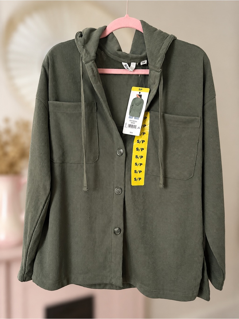 Roxy olive  Green Hooded Button-Front Jacket